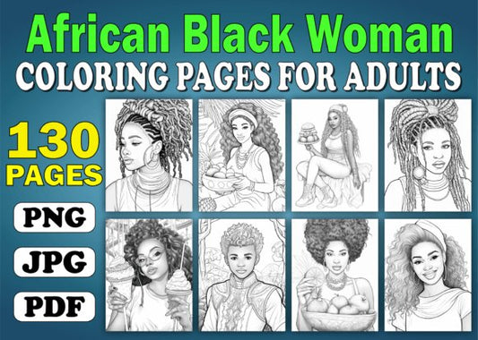 130 African Black Woman Coloring Pages Graphic - Digital Product Store