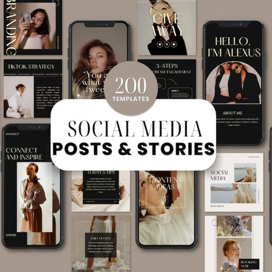 200 SOCIAL MEDIA TEMPLATES - Digital Product Store