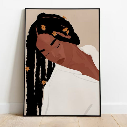 Butterfly / Braids Black Woman Wall Art - Digital Product Store