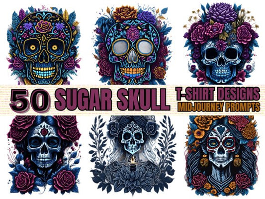 50 Sugar Skull T-shirt Designs - Digital Product Store