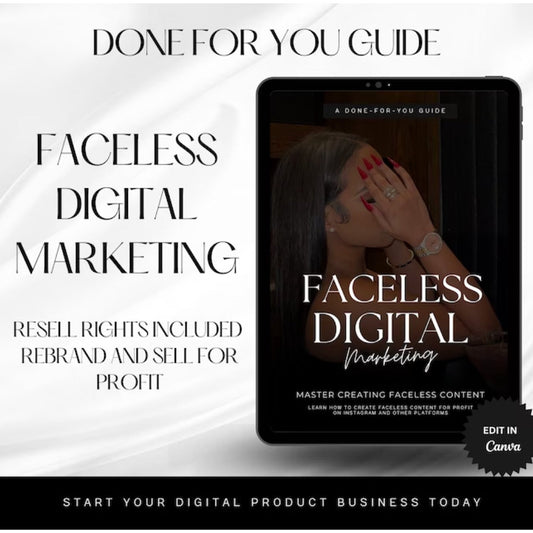Faceless Digital Marketing Ebook Guide - Digital Product Store